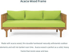 Merax Solid Acacia Wood Couch Chaise Lounge Chair Indoor, 3 Seater Daybed Sofa Couches with Cushions & Pillow, Heavy Frame Day Bed for Living Room, Office, Outdoor, Balcony, Patio, Water Resistant