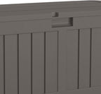 Suncast 50 Gallon Plastic Deck Box with Molded Lockable Feature and Weathertight Construction for Home, Patio, Lawn, and Garden Storage, Gray