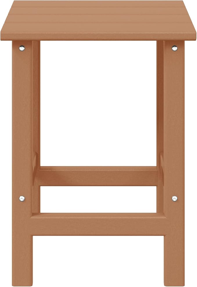 Side Table for Adirondack Chairs, 14 x 14 x 18 Inch HDPE in Teak