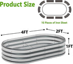 zizin 2 Pack Galvanized Raised Garden Bed Metal Oval Raised Garden Beds Outdoor Planter Box for Vegetables (4x2x1FT, Silver)