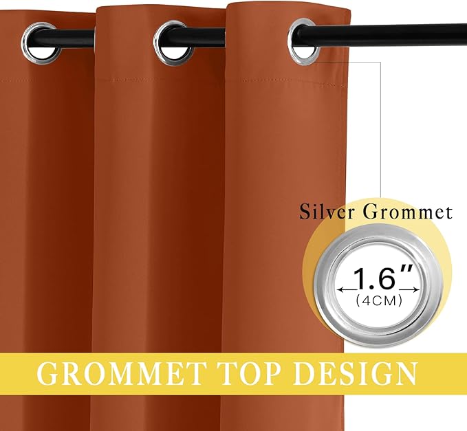 NICETOWN Blackout Sliding Glass Door Curtains, Room Darkening Thermal Insulated Curtains for Living Room Bedroom, Extra Wide Window Drapes, 1 Panel, W80 x L118, Burnt Orange