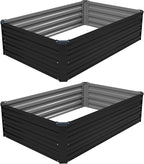 4×3×1FT(2PCS) Galvanized Raised Garden Bed Kit, Metal Planter Boxes,Large Raised Garden Bed for Planting Vegetables,Flowers,Herbs -Black