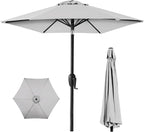 Best Choice Products 7.5ft Heavy-Duty Round Outdoor Market Table Patio Umbrella w/Steel Pole, Push Button Tilt, Easy Crank Lift - Fog Gray