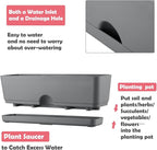 6 Pack Rectangle Planter 16x4.4 Inch Window Boxes Planters Rectangular Large Window Sill Planters Indoor Self Watering Plant Pots with Drainage Holes and Saucers Succulent Herb Flower Pots, Dark Grey