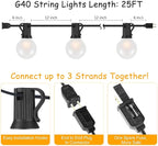 String Lights 25 ft Warm White G40 Frosted Globe Bulbs, 27 Count