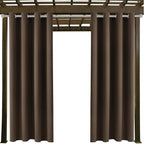 Water Proof Outside Curtains W52 x L72 with Grommet Top for Porch, Thermal Insulated Washable Light Block Outdoor Divider Drapes for Patio Gazebo Deck Pool Area Pergola Cabana (Brown, 2 Panels)