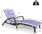 Chaise Lounge Chairs Outdoor Set of 2, Comfy Outside Wicker Patio Pool Lounge Chair w/ 5 Adjustable Back Angle, Cup Holder, Thicken Cushion