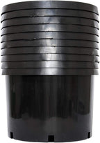 Pro Cal 10 Gallon Premium Nursery Plastic Planter Flower Herb Vegetable Garden Grow Pots with Drainage Holes for Outdoor and Indoor Use, Black, 5 Pack