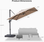 PURPLE LEAF Patio Umbrella 8' X 8' Rectangle Cantilever Umbrella Large Aluminum Outdoor Umbrellas with 360-degree Rotation & UPF40+ Premium Fabric for Deck Pool Garden Yard, Sand Dune