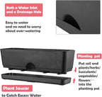 6 Pack Rectangle Planter 16x4.4 Inch Window Boxes Planters Rectangular Large Window Sill Planters Indoor Self Watering Plant Pots with Drainage Holes and Saucers Succulent Herb Flower Pots, Black
