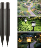 8.25" Reinforced ABS Plastic Solar Ground Spikes - Durable Solar Light Replacement Stakes for Garden, Pathway, Deck, Camping, Christmas Lights (Fits 0.83" Inside Diameter) (Black-2 Pack)