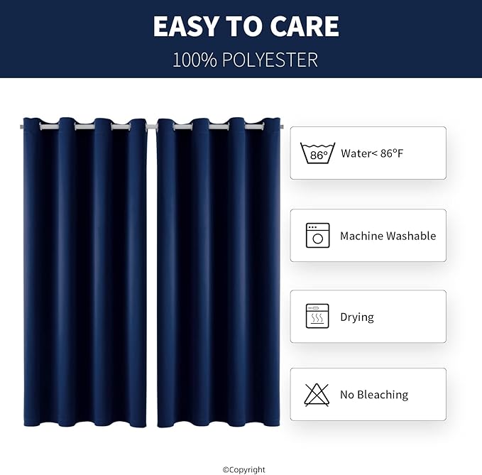 Outdoor Indoor Curtains W52 x L72 for Patio - Weather-resistant Window Panels Privacy Protect Grommet Top Thermal Insulated Home Curtain for Porch Pergola Lawn Garden Hot Tub Area (2 Panels)