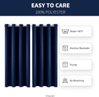 DIVA EN CAMINO DEC Outdoor Patio Curtain Waterproof Darkening Thermal Insulated Indoor Curtains for Bedroom, Porch, Living Room, Pergola, Cabana, W52 x L95, Navy, Set of 2 Panels