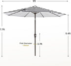 MEWAY 9ft Patio Umbrella Outdoor Table Umbrellas with Push Button Tilt and Crank, Market Umbrella 8 Sturdy Ribs for Deck, Garden, Pool and Backyard, Black-white-striped