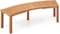 Tangkula Outdoor Curved Bench, Acacia Wood Fire Pit Bench w/Slatted Seat, Patio Backless 2-Person Seating for Porch, Yard, Garden, 800 LBS Max Load, Oil Painted (1, 58")