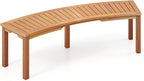 Tangkula Outdoor Curved Bench, Acacia Wood Fire Pit Bench w/Slatted Seat, Patio Backless 2-Person Seating for Porch, Yard, Garden, 800 LBS Max Load, Oil Painted (1, 58")