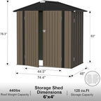 JUMMICO Metal Outdoor Storage Shed 6 x 4 FT Metal Shed - Image 7