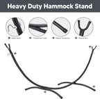 SUNCREAT Portable Outdoor Hammock with Stand Included, Double Hammock with Tassel for Outside, Dark Gray