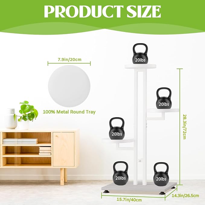 iDavosic.ly 3 Tier Plant Stand Indoor Outdoor, Tiered Corner Multiple Flower Pot Holder Shelf, Metal 28 Inch Tall Display Rack for Patio Porch Living Room Garden Balcony Bedroom, White