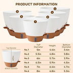 7/6.5/6/5.5/5 Inch Self Watering Pots, Plastic Flower Pots with Multi Mesh Drainage Holes and Deep Reservoir for Indoor Outdoor Garden Plants and Flowers (White, 5/5.5/6/6.5/7/8)