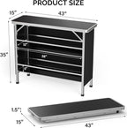 VINGLI 43" Portable Bar Table, 3-Tier Shelves, Mobile Bar Table for Events, Party, Camping, Picnic, Tradeshow, Indoor with Black Skirt (2, 43")