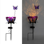 Solar Lights Outdoor Garden Decor,LED Lotus Flower Lamp, Metal Tulip & Butterfly Decoration Solar Lawn Lamp for Courtyard, Garden Gifts for Women (Purple)