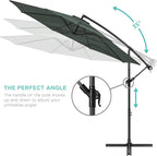 Best Choice Products 10ft Offset Cantilever Hanging Market Patio Umbrella, 8 Sturdy Ribs, Easy Adjustment - Slate
