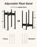 Adjustable Plant Stand Indoor, Bamboo Plant Stand Fits 8 9 10 11 12 Inches, Small Corner Planter Holder for Indoor Plants, Single Floor Plant Stands for Living Room Balcony, Black Tall