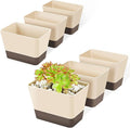 GREANER Indoor Planter Pots with Drainage, 6 Pack 6x3.8 Inch Herb Window Boxes with Saucer, Modern Plastic Plant Flower Succulent Cactus Pots for Windowsill, Garden Balcony, Home Office Outdoor Decor