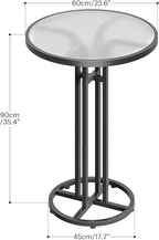 HOOBRO Bar Table, 23.6-Inch Round Pub Table, Frosted Glass Cocktail Table with Sturdy Iron Frame & Adjustable Feet, Modern Small Coffee for Home Bar, Kitchen, Living Room, Outdoor, Black BK96BT01