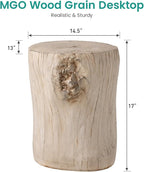 SUNBURY Outdoor Side Table Set of 2, Tree Stump Side Table Antique Beige - Image 2