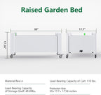 Raised Garden Bed with Wheels, 14 Gallon Self-Watering Raised Planter Box with Drainage Plug & Gauge for Vegetables Flowers Herbs Succulents, Rustproof Resin for Backyard Patio Porch (Ashen)