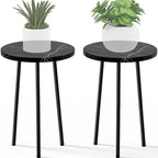 Plant Stand Indoor 2 Pack: Tall Plant Stand 20 Inch Convertible Multi-purpose Flowers Holder - Small Round Side End Table Mid Century Modern Decor - Plant Table for Home Decor