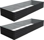 Vengarus 10x3x1FT (2 Pack) Galvanized Raised Garden Bed Kit, Outdoor Metal Planter Box for Vegetables, Rectangular Steel Container, Easy Assembly (Black)