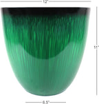 Gardener Select (EPR12-205) Large Egg Shaped Planter - Modern Indoor & Outdoor Decorative Flower Pot/Box (12 Inch, Green Flower)