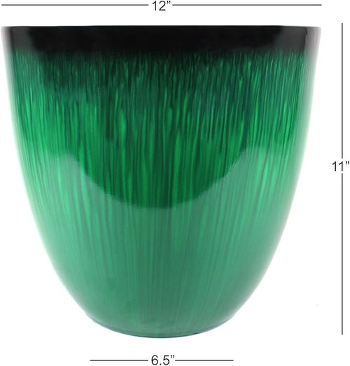 (EPR12-205) Large Egg Shaped Planter – 12 Inch, Green Flower