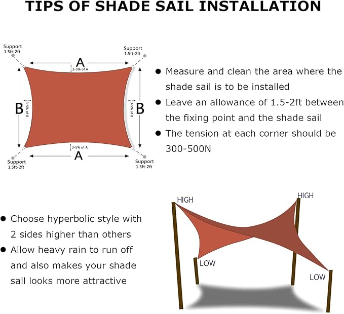 KANAGAWA 10'X14' Rust Red Custom Size Sun Shade Sail Rectangle UV Block Canopy Cover for Patio Backyard Lawn Garden Outdoor (Customized Available)