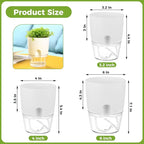 8 Pack Self Watering Pots for Indoor Plants, PlanterHoma 3.2 Inch Plant Pot Plastic Self Watering Planter for Orchid, African Violet, Mini Clear Flower Pots with Drainage Holes and Wicking Rope, White