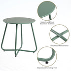 HollyHOME Round Metal Side Table, Rust-Resistant Patio Small Plant Stand, Outdoor 17.32'' Portable End Table for Balconies, Gardens, Living Rooms and Bedrooms, Atrovirens