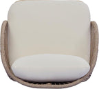 Merax 4-Piece Acacia Wood Patio Conversation Set - Curved Tub Loveseat & Chairs with Woven Rope Accents,Slatted Coffee Table & Weather-Resistant Cushions for Outdoor Deck,Garden or Balcony,Teak+ Beige