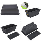 GREANER Rectangular Window Boxes with Trays, 3 Packs Modern Vegetable Planters, 13.8Inch Plastic Flower Boxes Container for Windowsill, Patio, Garden, Balcony, Porch, Indoor and Outdoor Use, Black