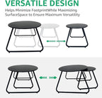 Patio Outdoor Coffee Table Set of 2, Weather Resistant Steel Round End Tables, Outdoor Nesting Table for Patio, Balcony, Bistro and Indoor, Black (Black)