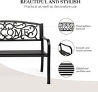 VINGLI Outdoor Bench for Patio Metal Garden Bench w/PVC Back Pattern - Image 4