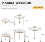 Plant Stand,5 Pack Heavy Duty Flower Pot Stands,Metal Decoration Racks,Round Plant Shelf for Planter Outdoor and indoor (White)