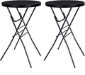 Cocktail Table 28in Folding Round High Top Indoor – Black- 2PCS