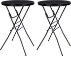 Cocktail Table 28in Folding Round High Top Indoor – Black- 2PCS