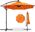 Best Choice Products 10ft Solar LED Offset Cantilever Hanging Market Patio Umbrella, 8 Sturdy Ribs, Easy Adjustment - Orange