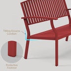 Outdoor Bench Weatherproof Aluminum Patio Garden Bench, Patio Loveseat for Porch Garden Lawn Backyard Park Balcony(Rose Red, 1PC)