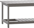 BizChair Two Tiered Commercial Grade Adirondack Coffee Table - Gray Finish Poly Resin Wood - All-Weather - Slatted Shelf Design