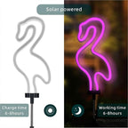 Flamingo Cactus and Mushroom Solar Garden Stake Lights Outdoor Waterproof Neon Lights Decoration,Outdoor Solar Pink Flamingos Lights for Outside,Yard,Pathways,Patio, Lawn or Landscaping Decor(3pcs)